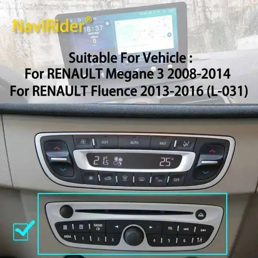 For RENAULT Megane 3 2008-2014 For RENAULT Fluence 2013-2016 Grand Screnic 3 Black Silver OEM Style Panel Control Android Screen