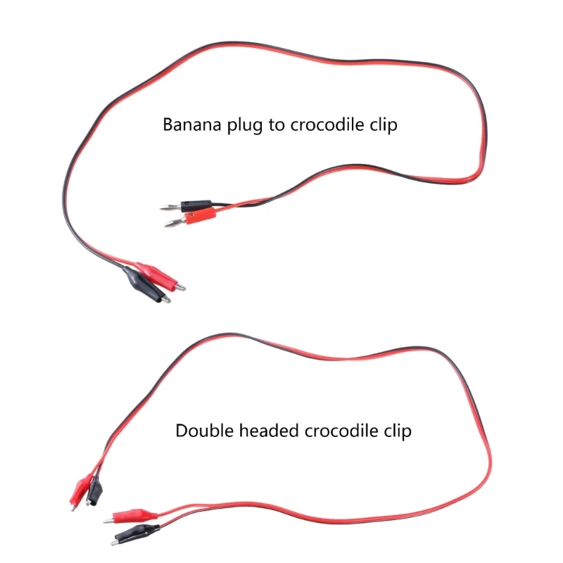 1M Power Test Cable Double Ended Clip Set Electric Test Leads Crocodiles Test Clips Easy to Use and Longlasting for Electronics