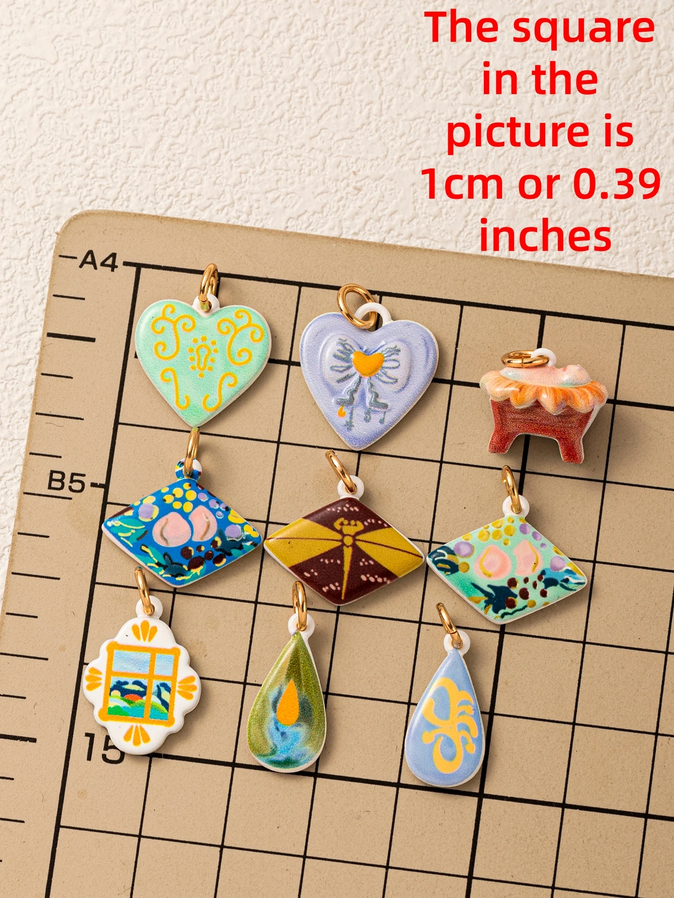 Einfache und frische Pop-Cartoon-Serie Lila Liebes-Schleife DIY Anhänger Charms Schmuckherstellung – Detail 1