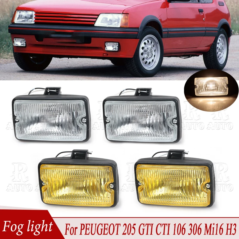 

R-AUTO DRL Driving Lamp Front Bumper Fog Light Fog Lamp Spotlight Spotlamp Car Light For PEUGEOT 205 GTI CTI 106 306 Mi16 H3