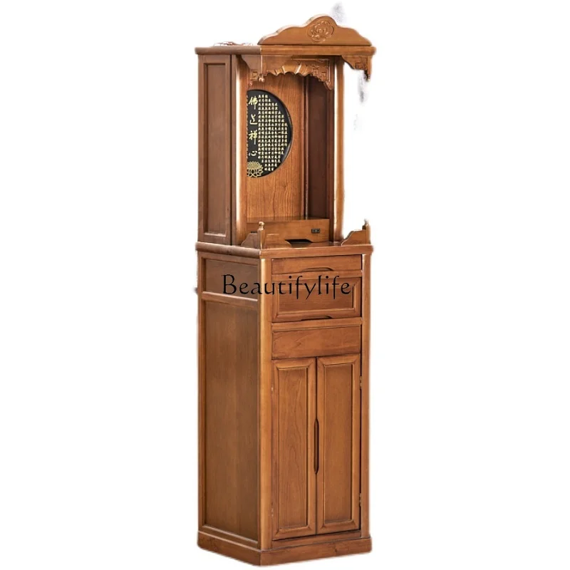 

Household solid wood e****my living room simple altar vertical cabinet Guanyin God of Wealth Bodhisattva offering table