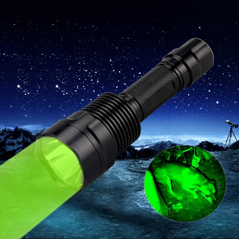 Tactical Hunting Green Flashlight C12 Professional Zoomable LED Flashlight Tactical Torch USB Rechargeable Lantern for Outdoor