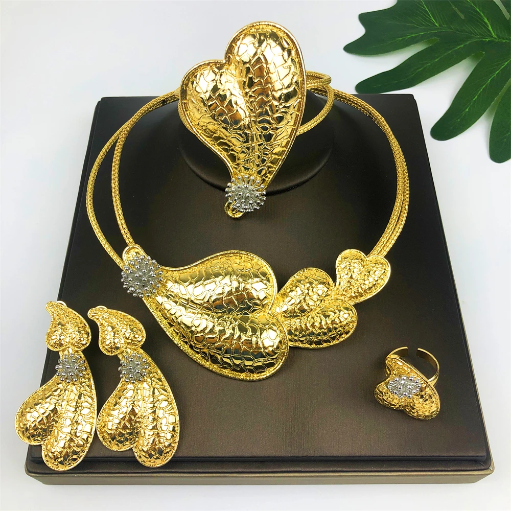 

2025 Hot Sale Italian Gold Plated Women Big Necklace Jewelry Sets