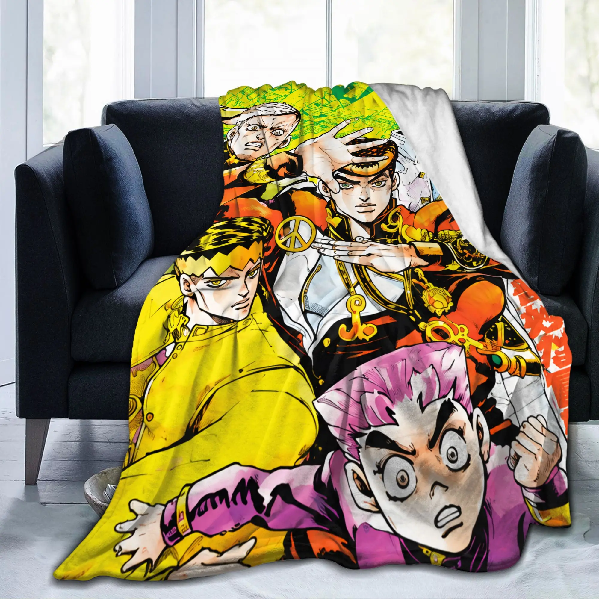 JoJos Bizarres Adventures Blankets Anime Manga Plush Awesome Soft Throw Blanket for Bed Sofa Textile Decor