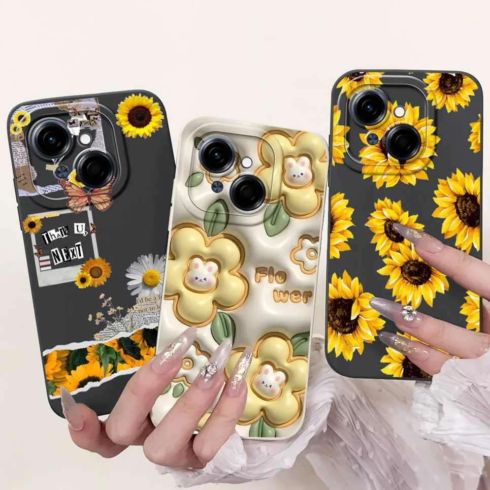 Tecno Spark GO 1/Spark GO 2025/Pop 9 뒷면 커버 Funda 꽃 나비 여성 패션 소프트 폰 케이스 액체 실리콘 Etui