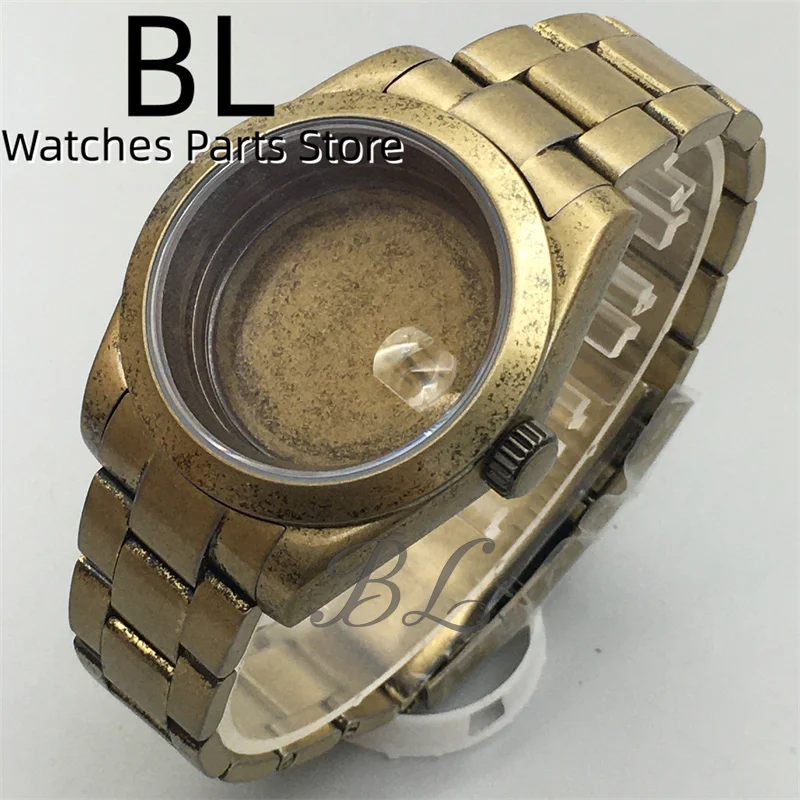 

BLIGERb 39mm Bronze Sapphire Glass Diver Brushed Watch Case Slope Bezel Fit NH34 NH35 36 ETA2824 PT5000 Movement Screw Crown