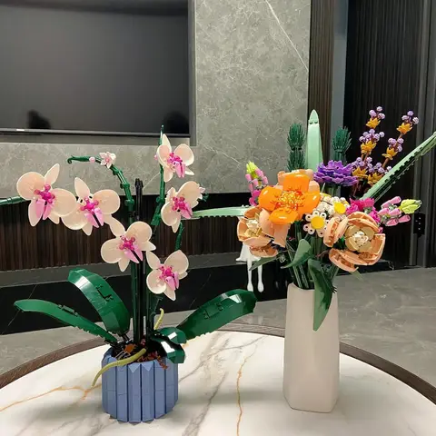 Dreamy Botanicals Pretty Pink Flower Bouquet 10342 Röd Ros Konstgjord Blomma Modellbyggsats Byggklossar Leksaker för Flickor Presenter 10 best sales bukett tegelsten - №9