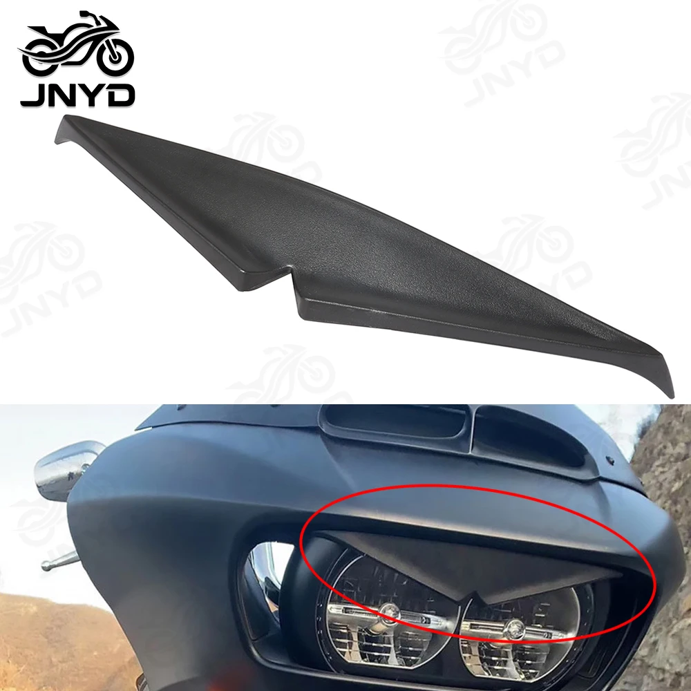 JNYD Motorcycle Headlight Trim Decoration Upper Tip Cover Visor Accent Headlamp Eyebrow Eyelid Sticker For Harley Road Glide