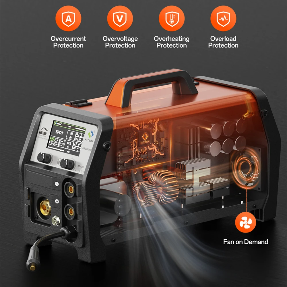 هيتبوكس 200A ماكينة لحام ألومنيوم مزدوجة النبض LCD شاشة ديجيتال غاز بدون غاز MIG/MMA/رفع TIG/بقعة أداة لحام عاكس IGBT #4