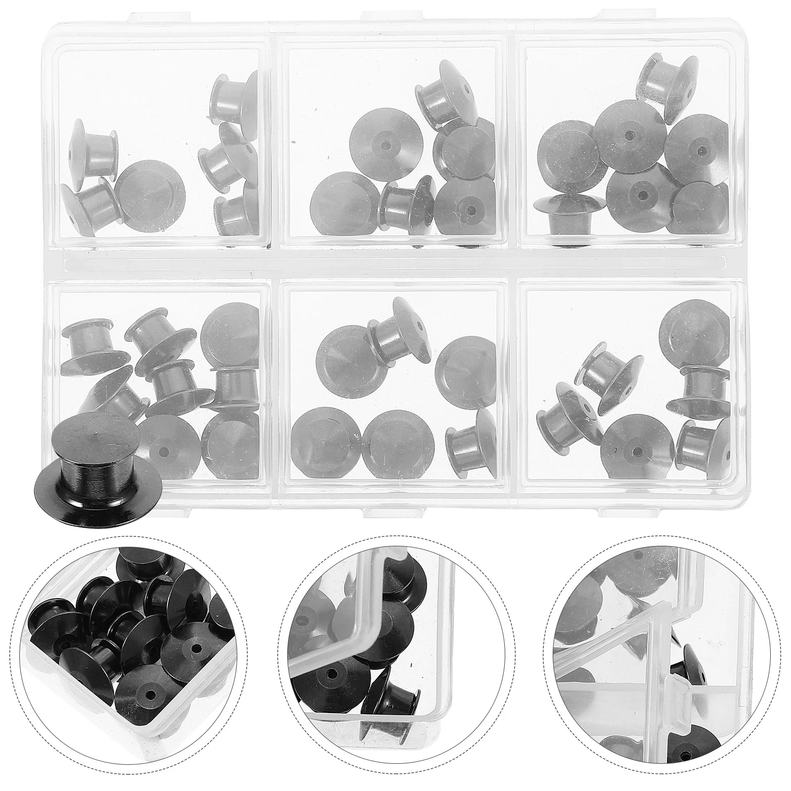 1 Box Alloy Lapel Pin Backs Enamel Flat Round Locking Pin Clutch Durable Replacement Backings for Pins Badges Bags Hats DIY