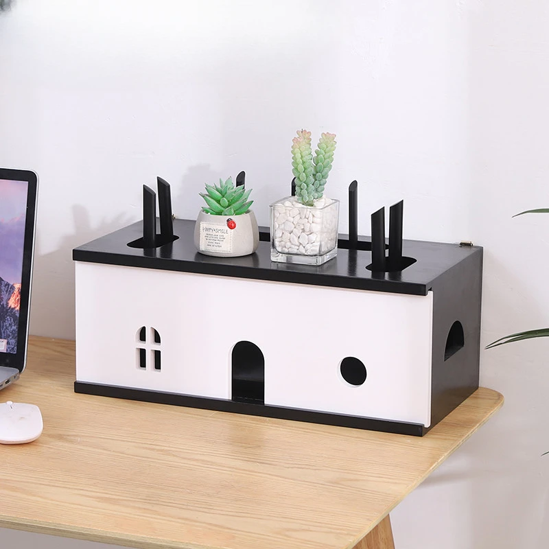 wifi router storage box wall mounting, non-punching tv cabinet socket, cover decorative set-top box shelf solid wood