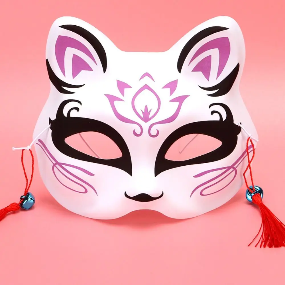 New Anime Foxes Mask Japanese Cosplay Rave Hand-Painted Anime Half Face Cat Masks Masquerade Festival Party Props Toys