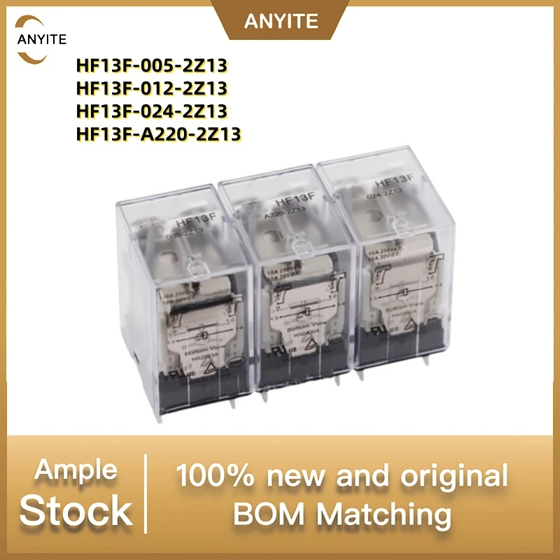 New 5Pcs/LOT  HF13F-005-2Z13   HF13F-012-2Z13  HF13F-024-2Z13   HF13F-A220-2Z13  HF13F   10A  8PIN