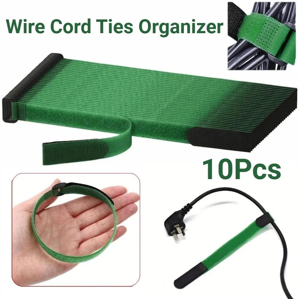 10Pcs Hook and Loop Fastening Cable Ties Flexible Self Adhesive Cable Straps Bundle Lightweight Wear-Resistant