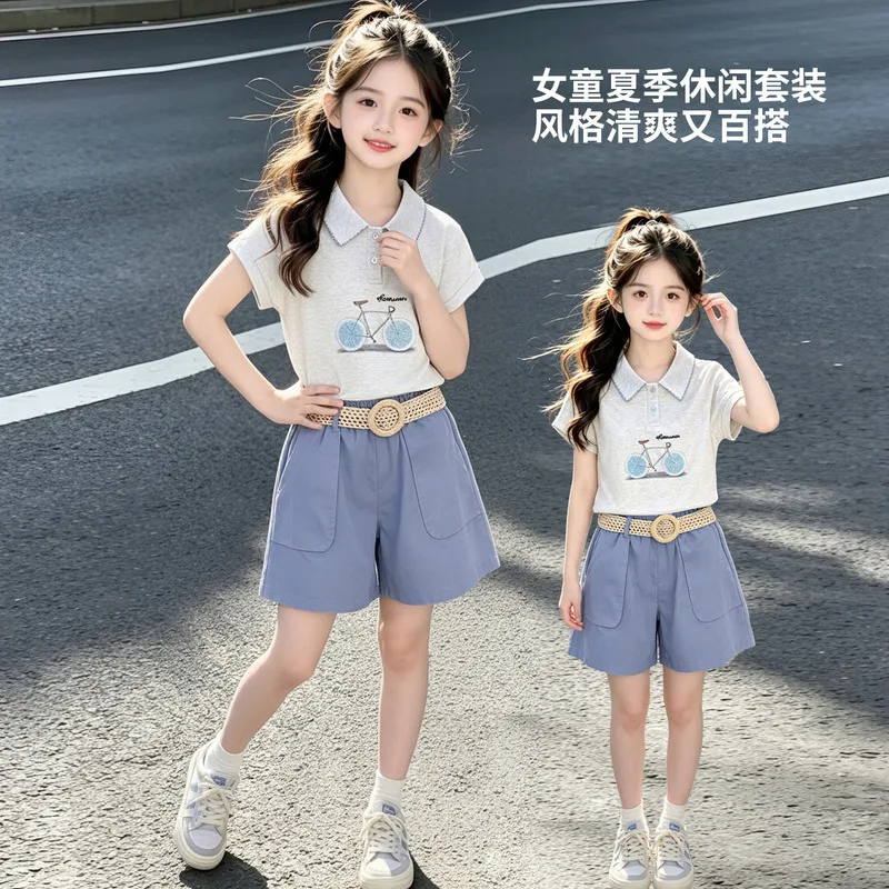 Girls Suit2026New trendy and popular item this year, unique and beautiful for girlspoloShort-sleeved shirt and shorts two-piece