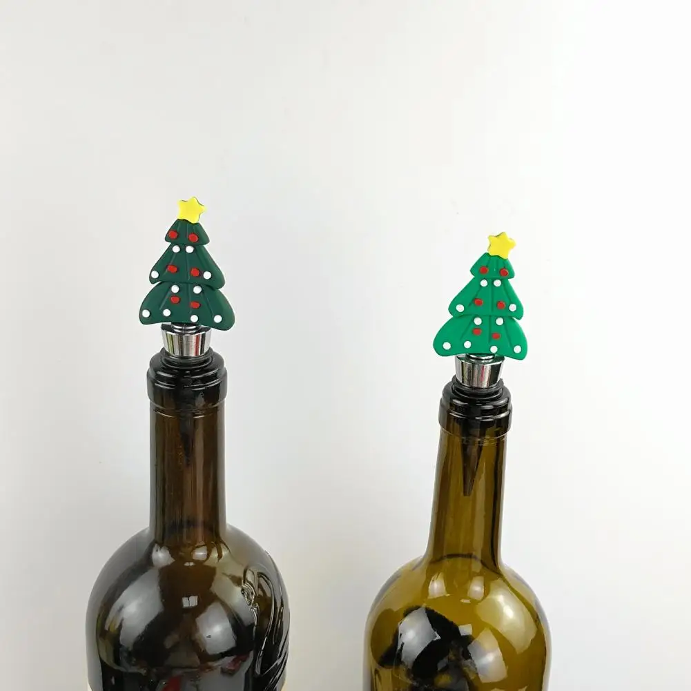 12cm Christmas Wine Bottle Stopper Santa Snowman Xmas Tree Wine Cork Saver Beverage Beer Bottle Sealer For Holiday Home Decor