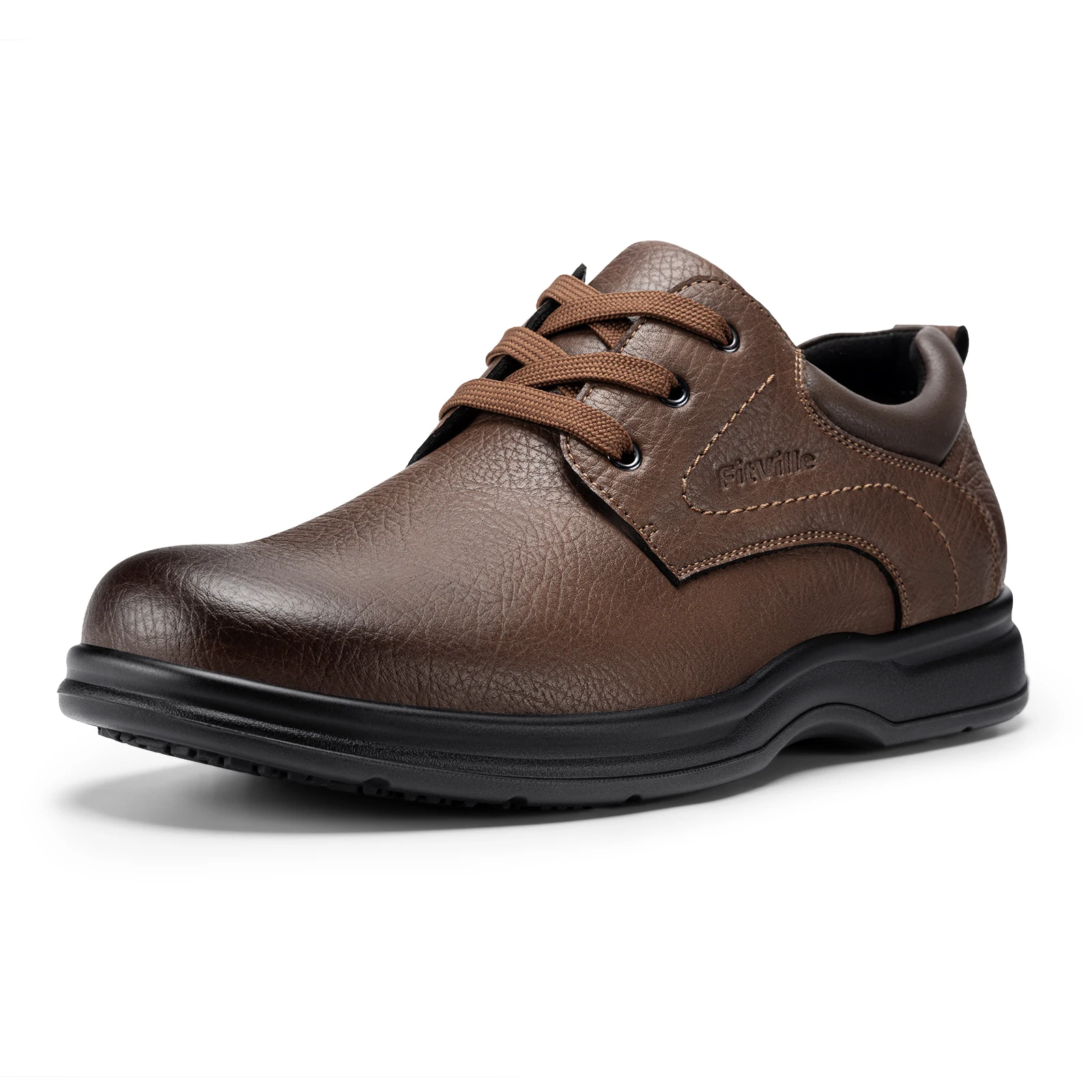 FitVille Men's Dress Shoes Extra Wide Toe Lightweight Oxford Shoes Casual Business Formal Walking Shoes for Men Arch Support