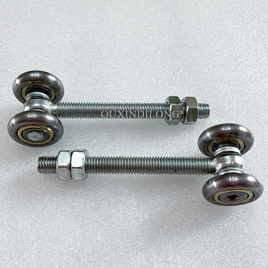 4PCS Heavy Sliding Door Rollers Industrial Orbital M12 Screw Dual Bearing Wheels Assembly Line Hanging Pulleys Loading 100KG/PCS