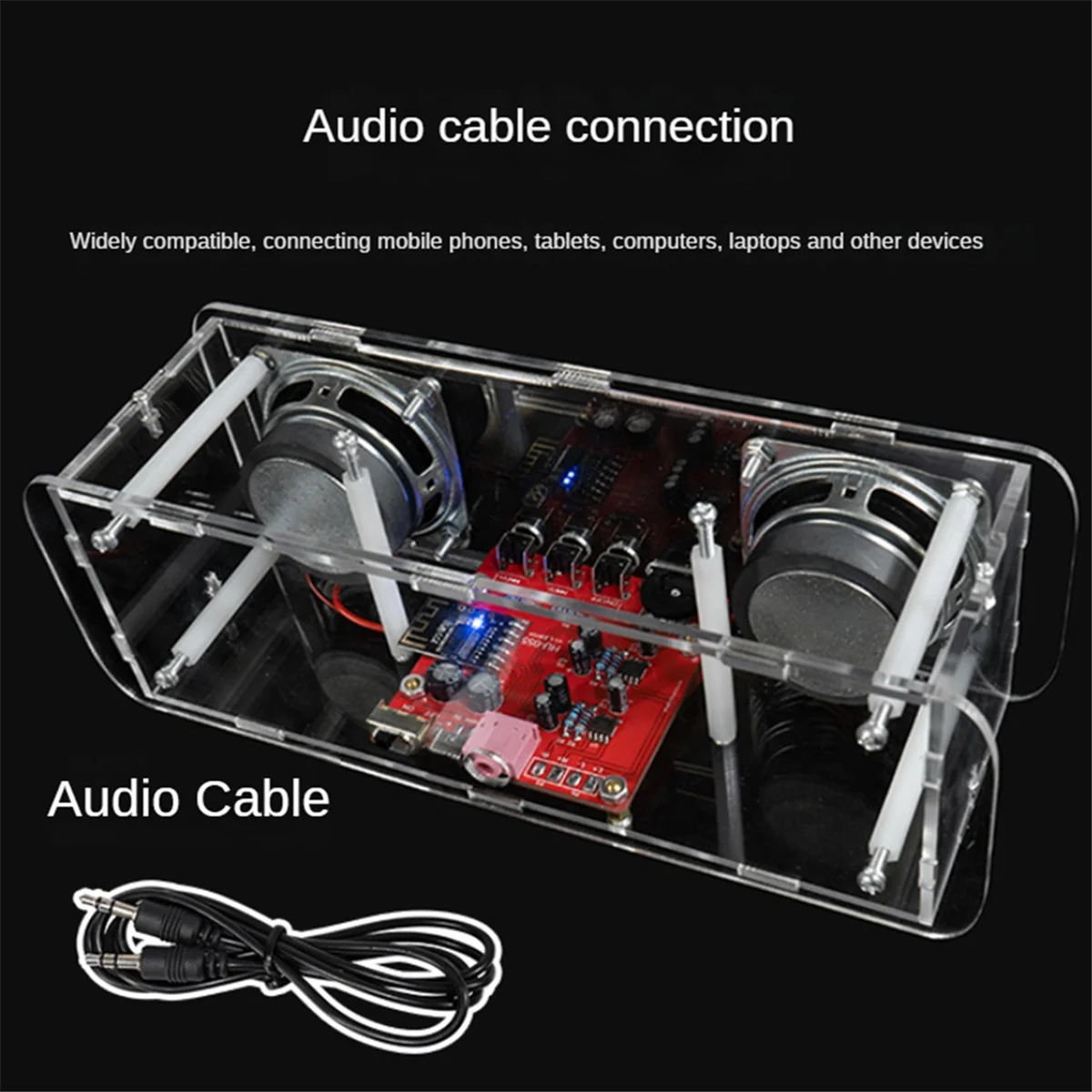 Kit Speaker Bluetooth Mini DIY, penguat suara Stereo rumah USB, Kit elektronik DIY untuk latihan solder tanpa cangkang
