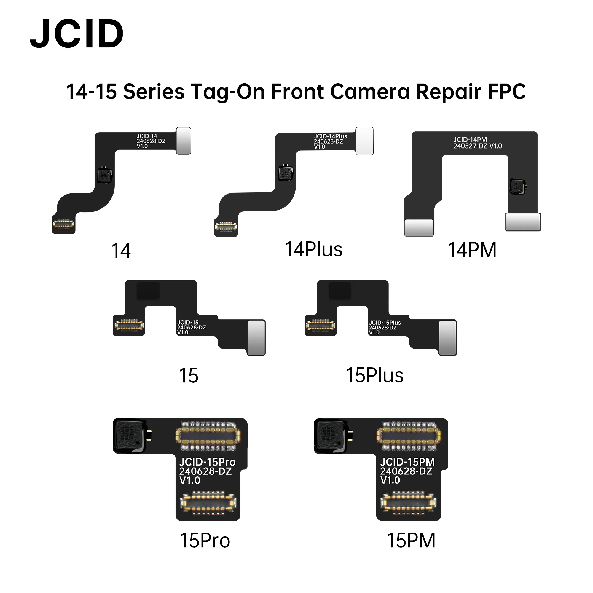 JCID 비제거 태그온 전면 카메라 수리 FPC 플렉스, 아이폰 14- 15 프로 맥스, 비정상 자동 초점 카메라 지연 문제 해결