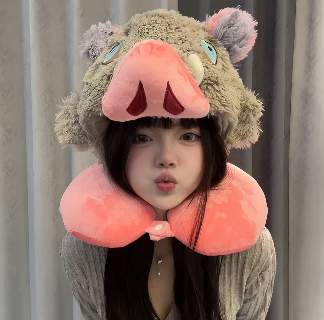 Demon Slayer японский реквизит для косплея одеяло с капюшоном Hashibira Inosuk плюшевое одеяло мультфильм мягкий аниме дикий кабан теплый плащ подарок