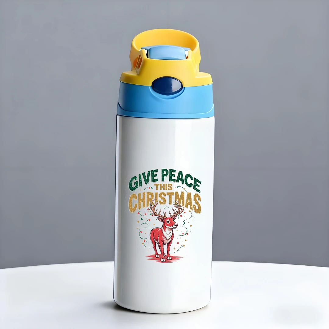 Thermobecher aus Edelstahl 304, Cartoon-Weihnachtsmann-Strohbecher, Kinder-Thermobecher, Weihnachtsgeschenk, hält heiß und kalt, süß, ca