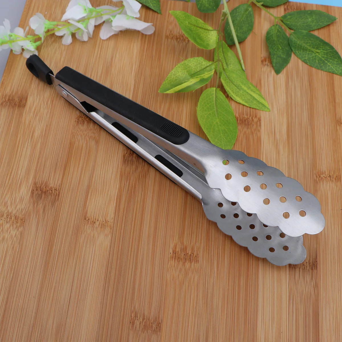 

9 Inches Stainless Steel Meat Steak Tongs Heat Resistant Rustproof Lightweight Easy Handle Anti Skid Design Long Handles Safe