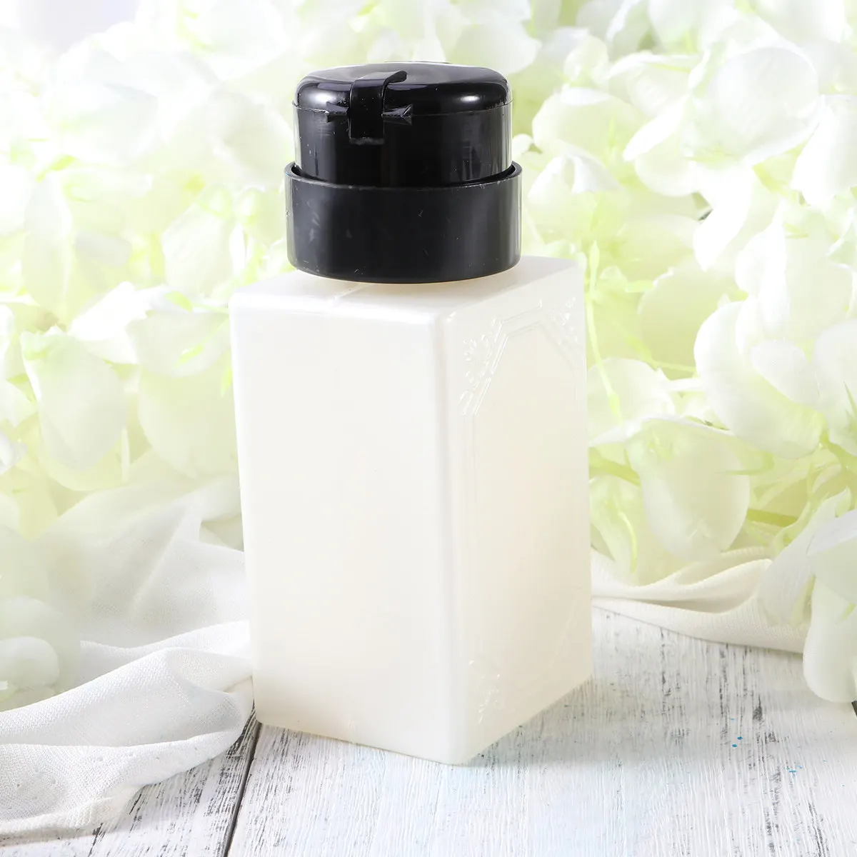 Press Pump Bottle White Acrylic Nail Polish Remover Dispenser Container Makeup Empty Storage Travel Easy Carry