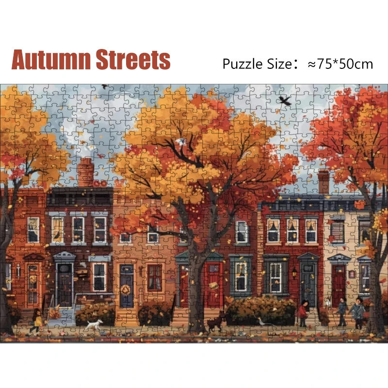 Puzzle di carta per adulti 1000 pezzi Puzzle giocattoli strade autunnali Puzzle pittura decorativa esercizio cervello pensiero