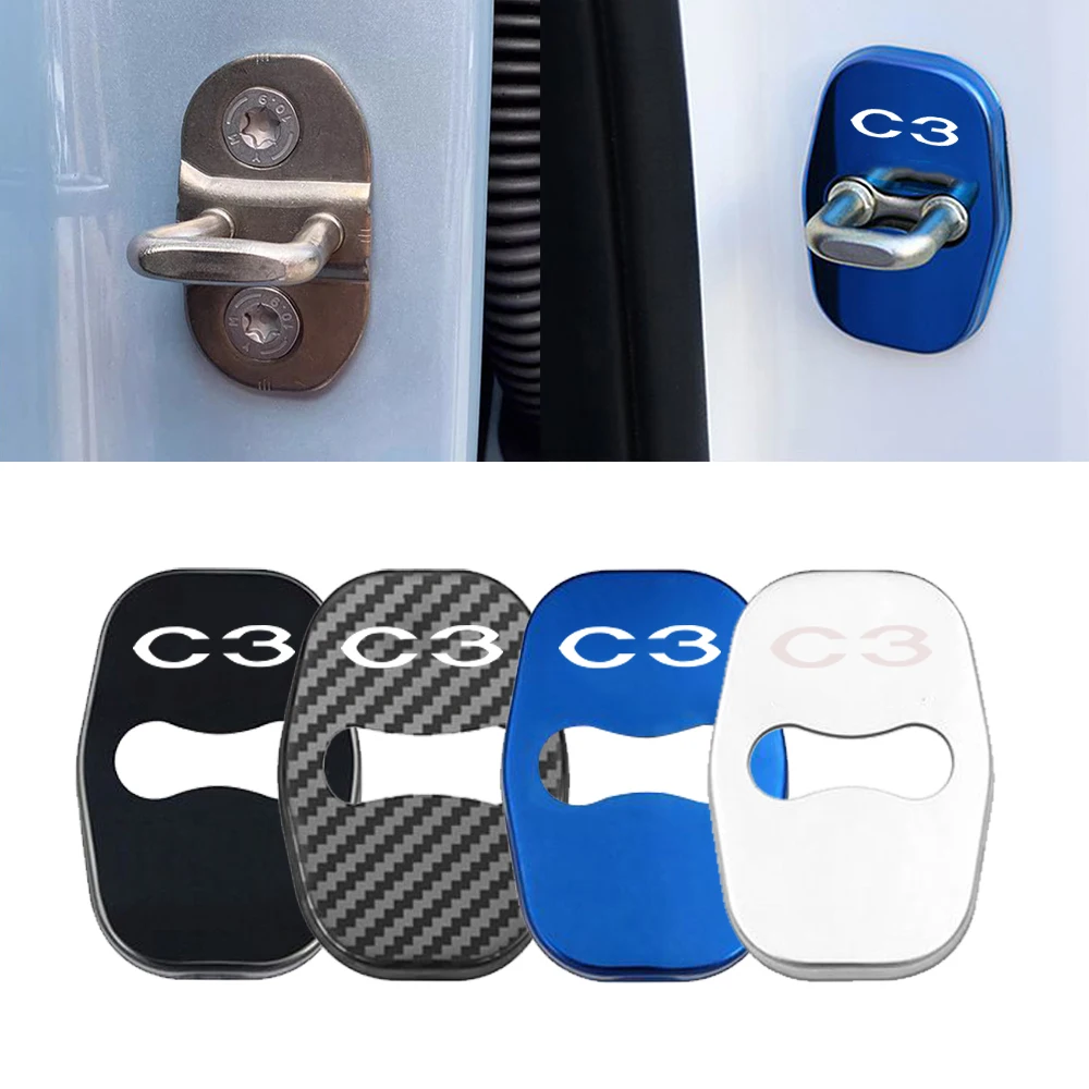 4pcs Car Door Lock Buckle Protection Cover Anti-rust Waterproof for Citroen C3 Aircross C3 Pluriel Auto Door Lock Protection
