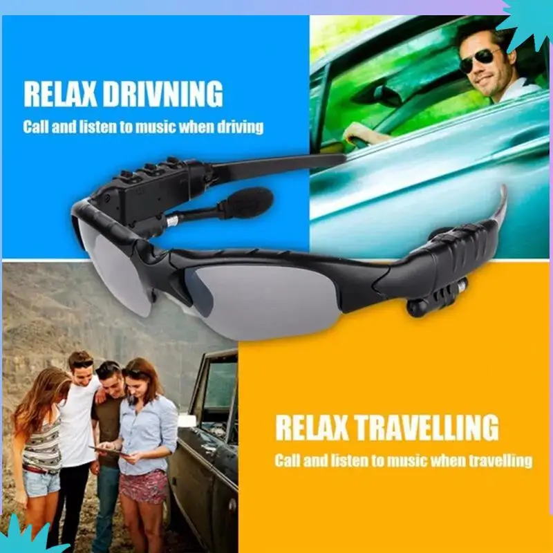 ABZW Stereo Wireless Earphones Headset With Mic Noise Reduction Sunglasses Glasses Headphones For Driving Cycling Sports