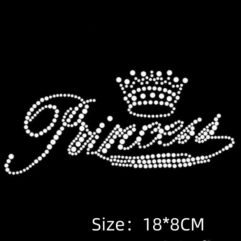 

2pc/lot Princess crown iron on rhinestone transfer designs hot fix rhinestone motif designs iron on applique patches