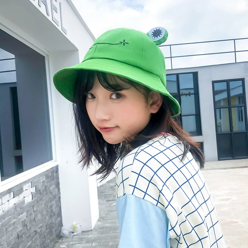 Parent-Kid Cartoon Frog Fisherman Hat Panama Fishing Hat Froggy Hat Cute Korean Version All-match Small Fresh Foldable Sun Hat