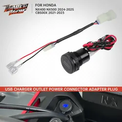 Motorcycle 12V Outlet Power Connector Cable USB Charger Wire Plug Adapter For Honda NX400 NX500 CB500X 2021-2025 Auxiliary