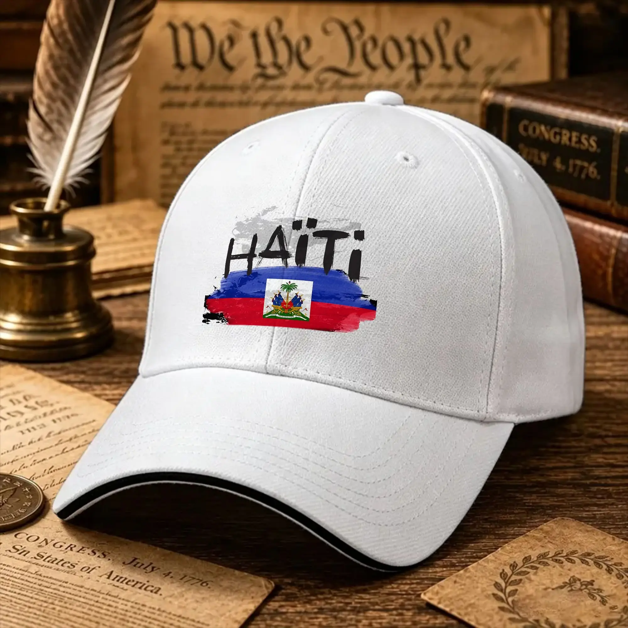 Summer Casual Baseball Cap Lakay Haiti Cherie Flag Painted Effect   Trucker Hat For Unisex-Teens Wholesale  Trendy Baseball Caps