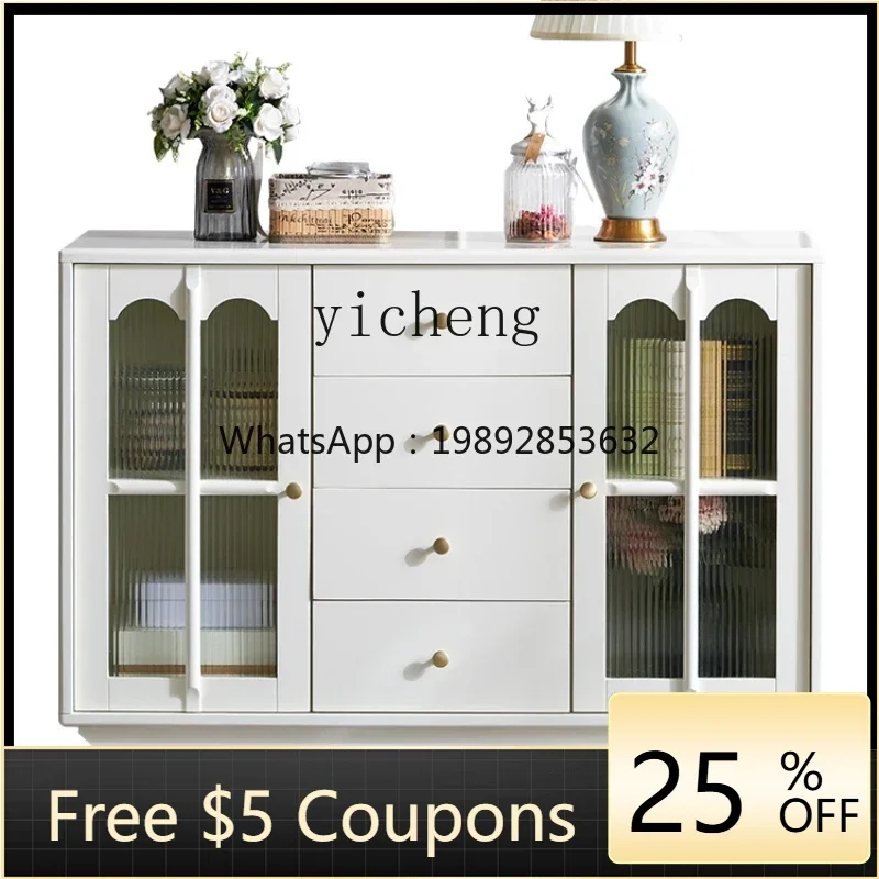 

ZF Country Wine Cabinet Dining Side Solid Wood Storage Living Room Curio Cabinet Glass Partition