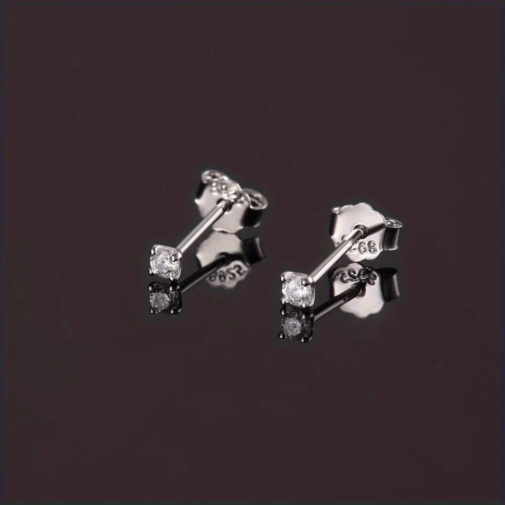 

Drperfect 1 Pair 925 Sterling Silvery Tiny Cubic Zirconia Small Stud Earrings for Women Men Earrings Tiny CZ Studs Earrings