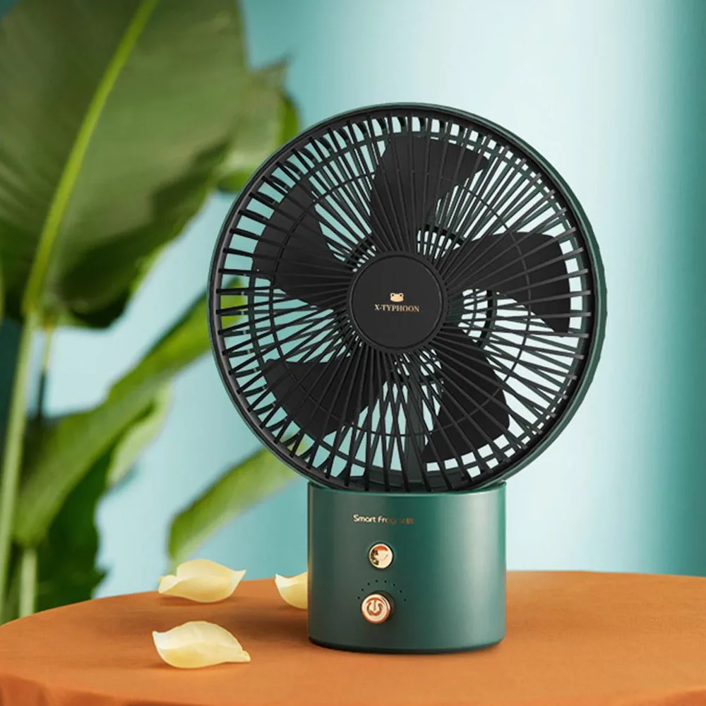 Smart Frog DC Circulating Fan Portable 8 Gear Adjust 4000mAh Rechargeable Deaktop Shaking Head Fans for Home Offices Dormitory