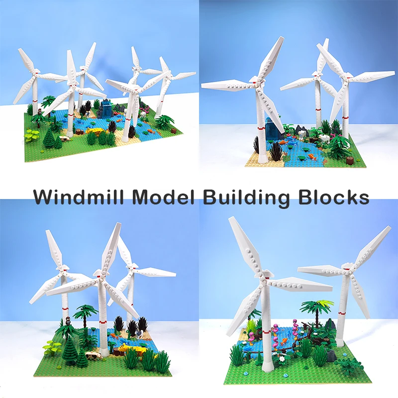 

Ветряная мельница, модель садовой сцены, строительные блоки, ветряная электростанция, животное, ботаническая река, рыба, пол, MOC, собранные кирпичи, игрушки