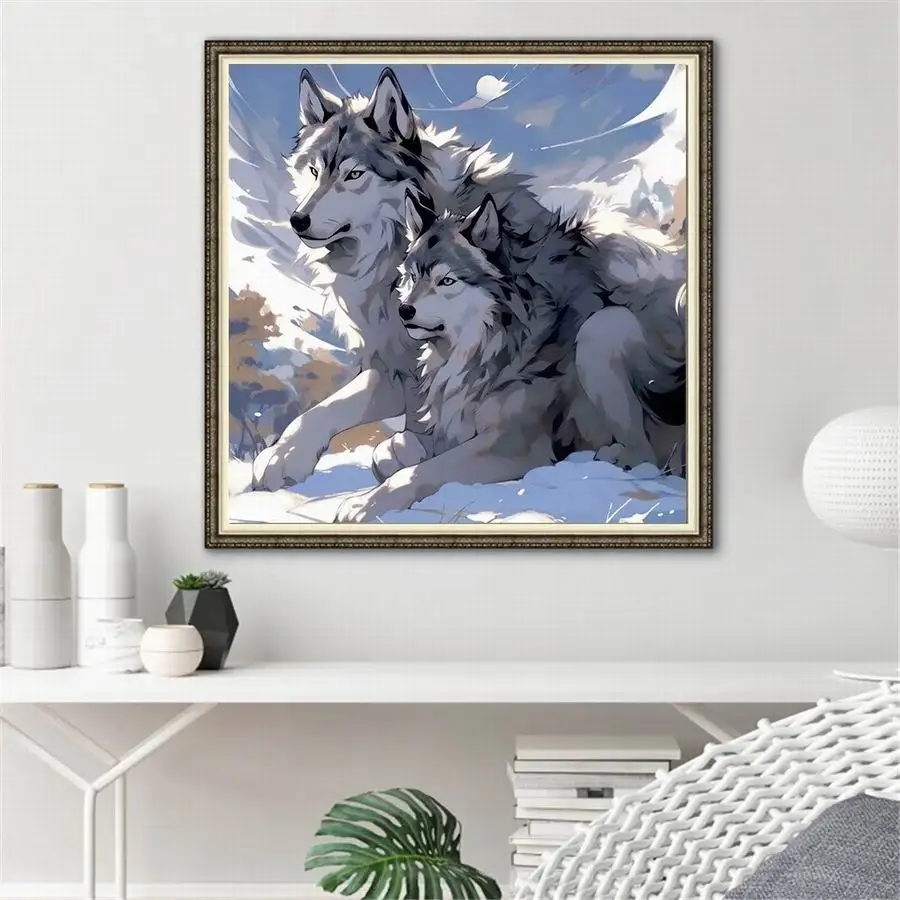 Diy Mosaic Arts Abstract Snow Wolf Diamond Painting Full Rhinestone Embroidery Animals 5D Cross Stitch Kits Wall Decor AA5101