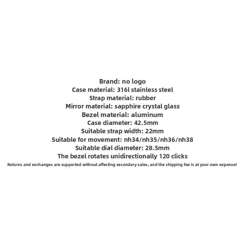 يناسب حافظة حركة NH35/34 مع حافظة مقاومة للماء موديل Seiko المعدلة من زجاج الياقوت المقاوم للصدأ بطول 100 متر #6