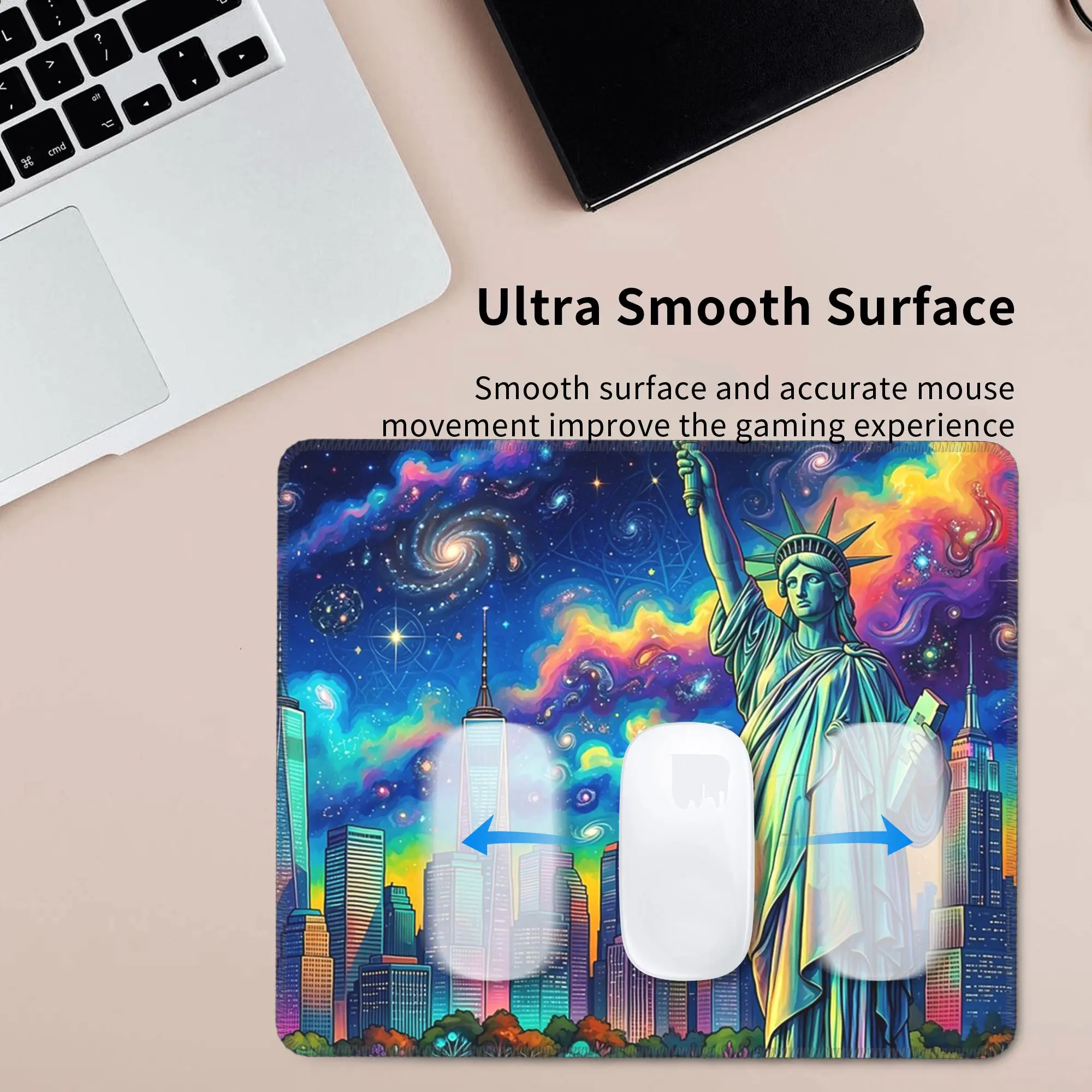 The Statue Of Liberty And Night View Of New York Mouse Pad Computer Keyboard Mouse Mat Gamer Laptop Desk Mat Office Table Mats