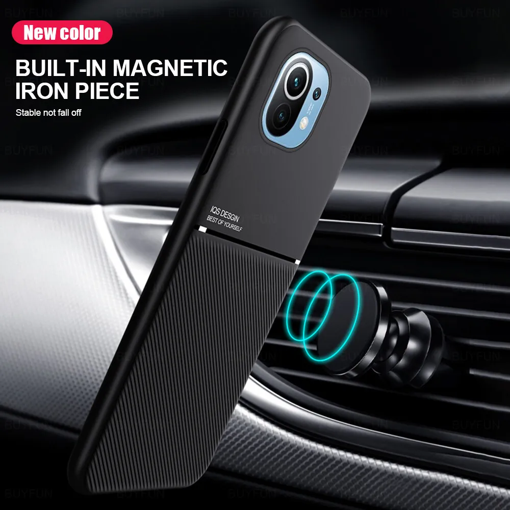 Magnetic Phone Case Xiaomi Mi Lite Matte PU Soft Silicone Frame Cover For Xiamoi 11Lite 5G 11 Ulra 11I Car Holder Shell