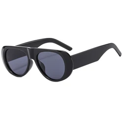 2024 Fashion New Retro Oval Large Frame Sunglasses Fashion Accessories Minimalist Design UV Resistant Sunglasses Female