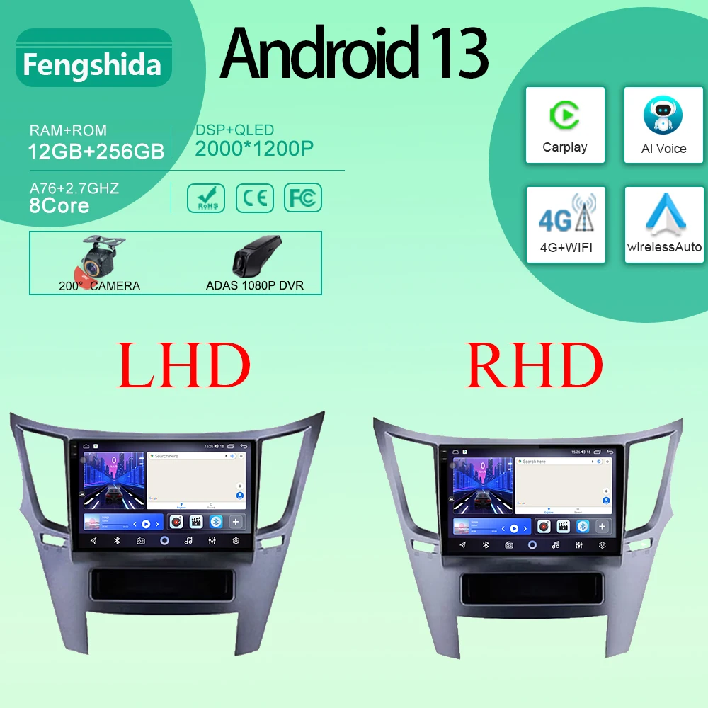 

Android Radio For Subaru Outback 4 BR Legacy 5 2009 - 2014 Car Video Multimedia Player Stereo Navigation GPS 5G WIFI Carplay DVD