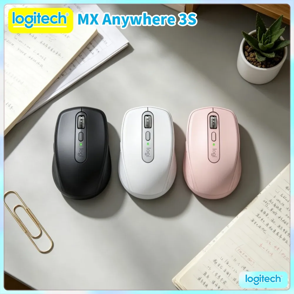 Durable Logitech MX Anywhere 3S Mouse - 8000 DPI Darkfield, Hyper-Scroll, Silent Click, USB-C Fast Charge For Work