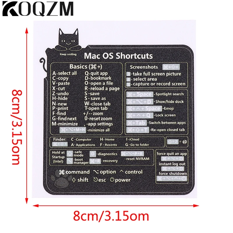 OS  Reference Keyboard Computer Shortcut Sticker Adhesive Removable Stickers For Quick Reference Keyboard Guide Black
