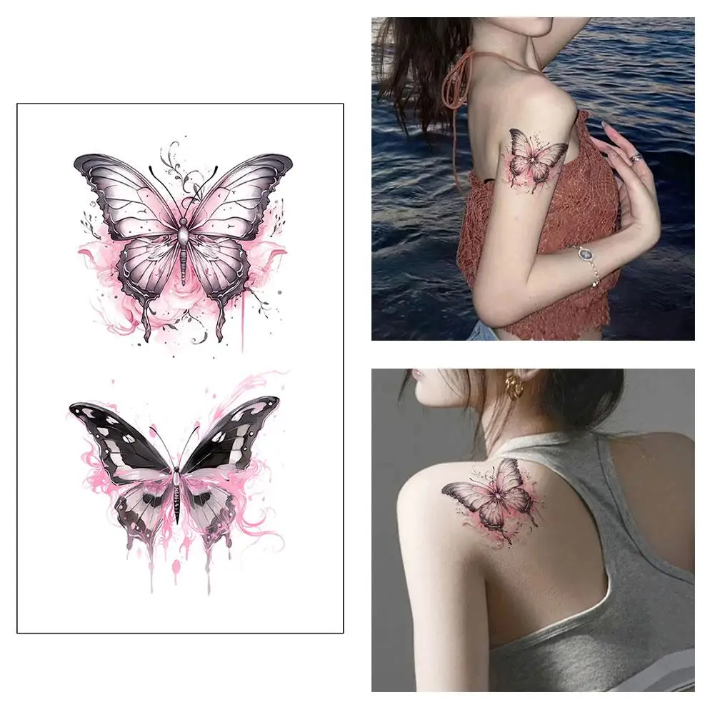 Dopamine Cute Bright Color Butterflies Waterproof Long Stickers Tattoos Lasting Simple Temporary Tattoo Style Kaw T5T4