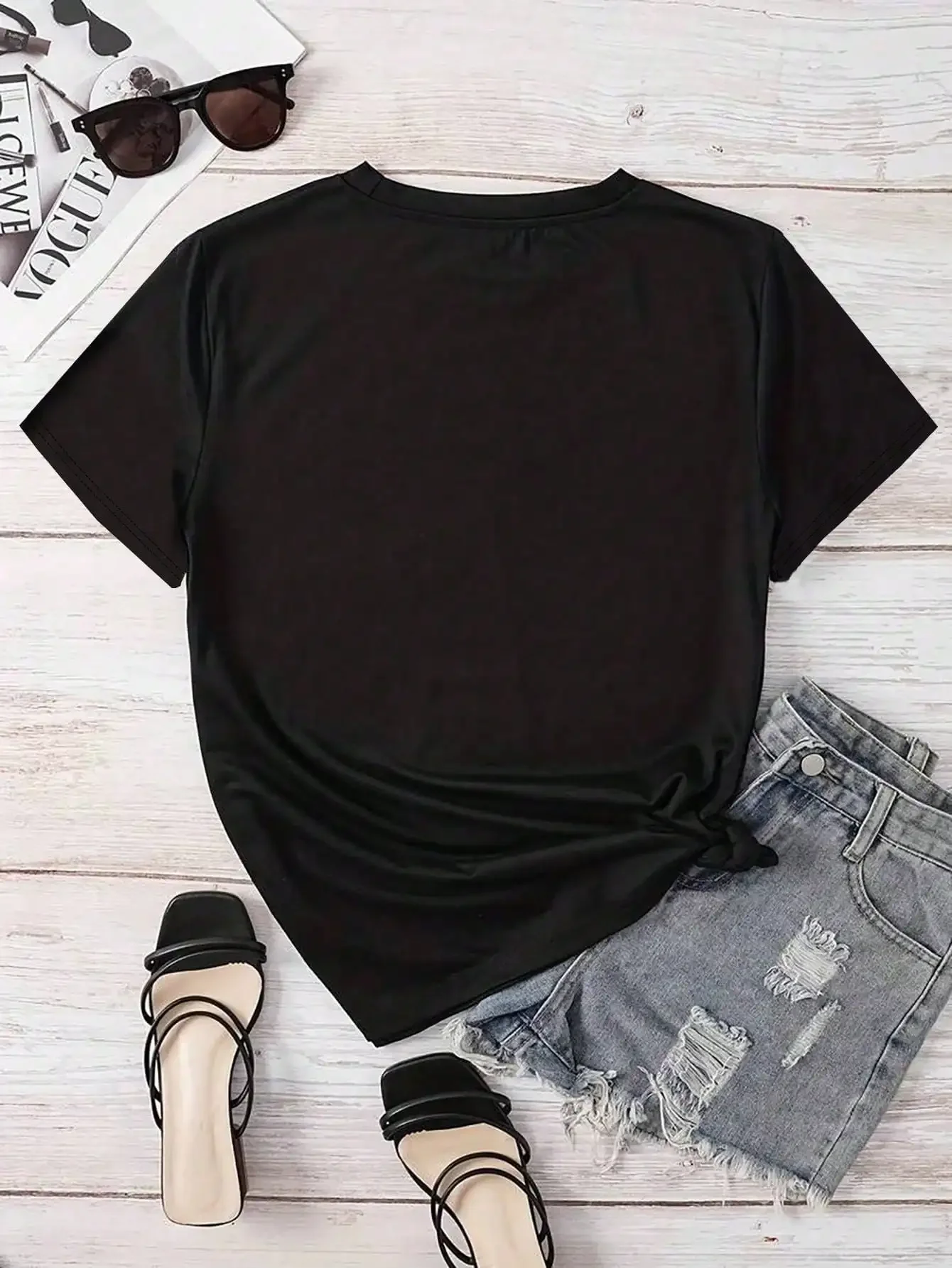 Camiseta feminina plus size com estampa de manga curta, solta e casual, macia e confortável respirável, esportes ao ar livre