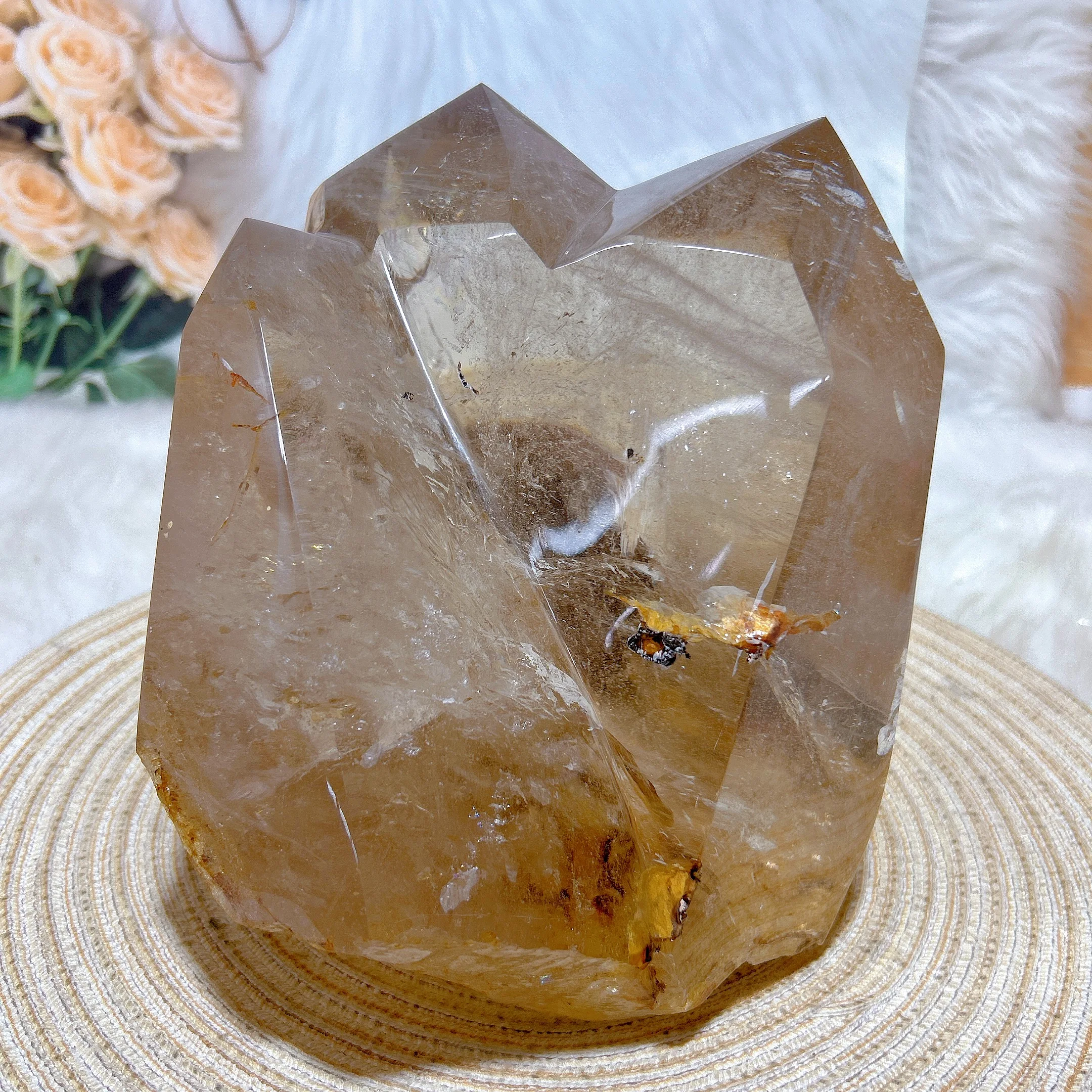 

Healing Natural Crystal Smokey Quartz Many Point Big Raw Stone Tower Rainbow Gemstones Mineral Room Decor Home Decorations Gift